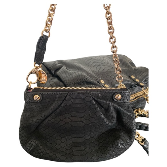 3-fer Vintage Henri Bendel Black WEST 57th Box Barrel Bag, wristlet & mirror - Picture 4 of 17